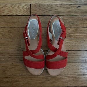 Kenneth Cole Red Suede Jules Platform Sandals